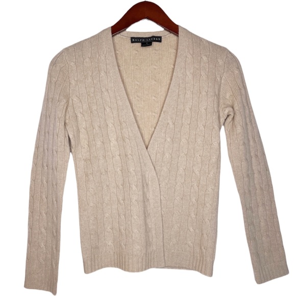Ralph Lauren Black Label Sweaters - RALPH LAUREN Cashmere Black Label Cable Knit Cardigan Sweater Size Small